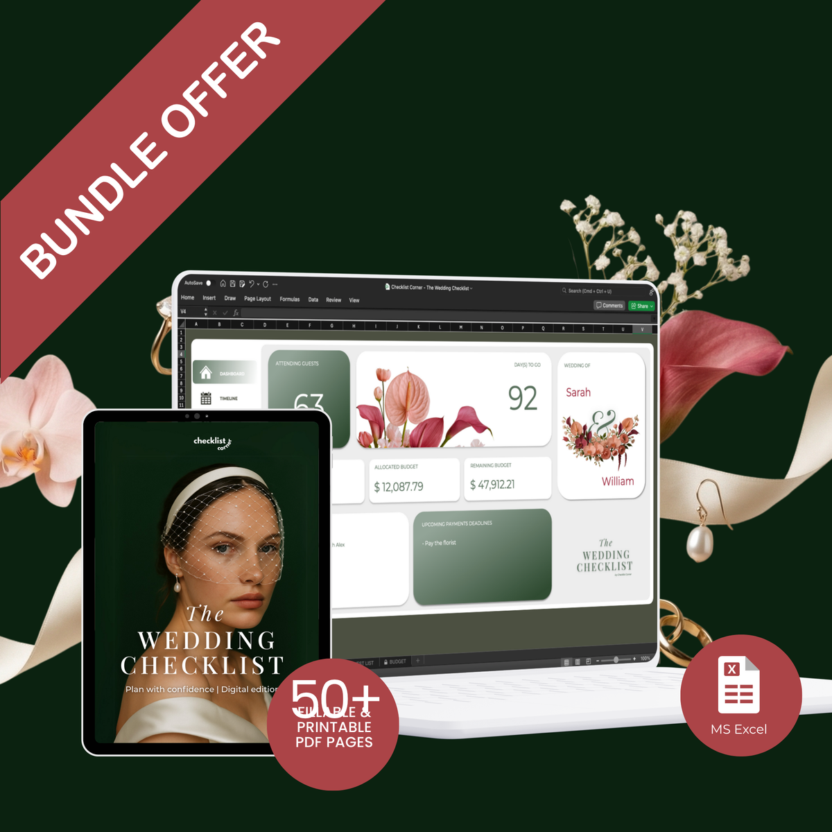 Bundle: The Wedding Planners | Fillable PDF & Excel