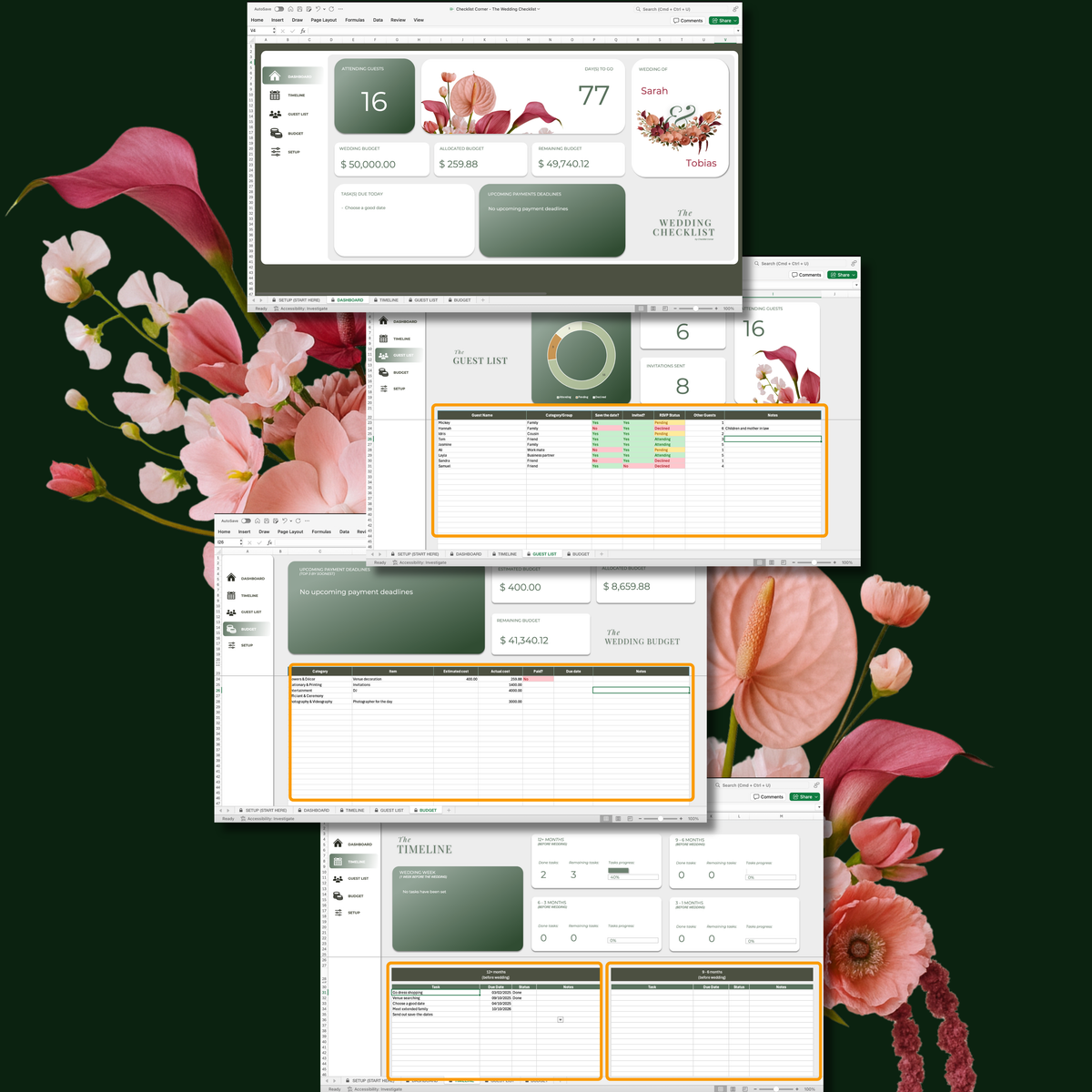 Bundle: The Wedding Planners | Fillable PDF & Excel